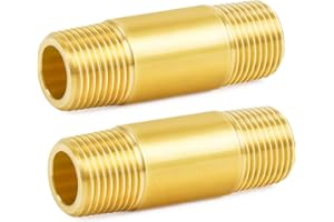 ChillWaves Brass Pipe Fitting, Long Nipple Pipe 3/4" NPT Male x 3/4" NPT Male Thread 2" Length(50MM)(2-PACK)