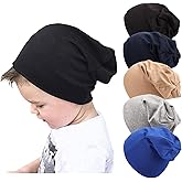 DRESHOW BQUBO 5 Pack Unisex Baby Hats for Kids Cotton Skull Caps Soft Cute Knit Cap Baby Toddler Beanie 3 Months - 6 Years