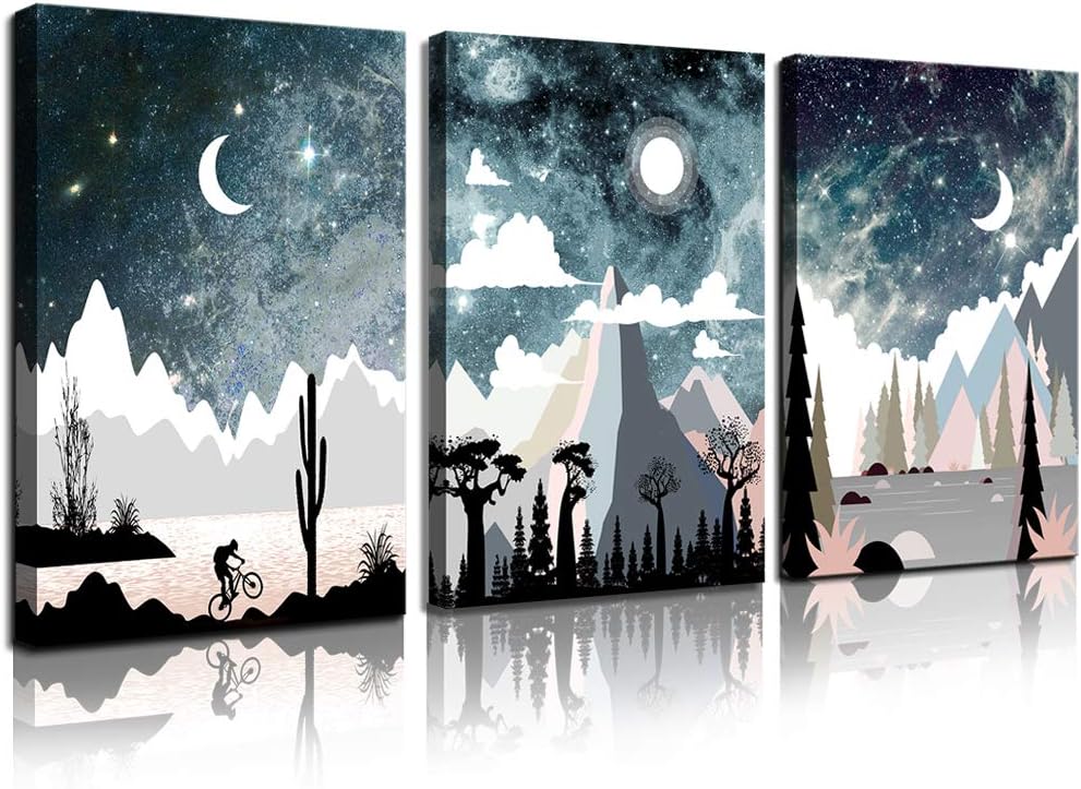 Canvas Wall Art for Living Room Outer Space Starlight Canvas Prints Landscape Painting Star Sky Pictures Astronomy Artwork Bathroom Wall Décor Abstract Mountain Office Decoration