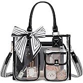 QIXIHU Clear Tote Bag 12x12x6 Thick PVC clear bags for Stadium Events Transparent Bag for Sports Events,Concert,Work & Beach