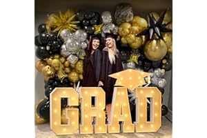 OFFICREATIVE 2024 Graduation Decorations, 2.3FT LED Marquee Letter Lights Sign Marquee Light Up Letter GRAD Graduation Mosaic Letters Kit for Preschool High School College Graduation Decorations