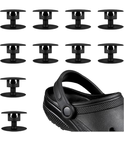 Yyangz 12-Pack Black Croc Replacement Rivets, 16mm Resin Button Straps For Shoe Repair & Clog Straps