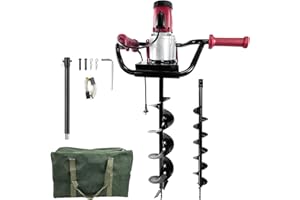 JACKCHEN 6-Inch & 4-inch Electric Post-Hole Digger with Storage Bag, Earth Auger Drill, Auger Bit Earth Auger with Carry Bag, Ideal for Post Hole Digging, Drilling, Tree Planting