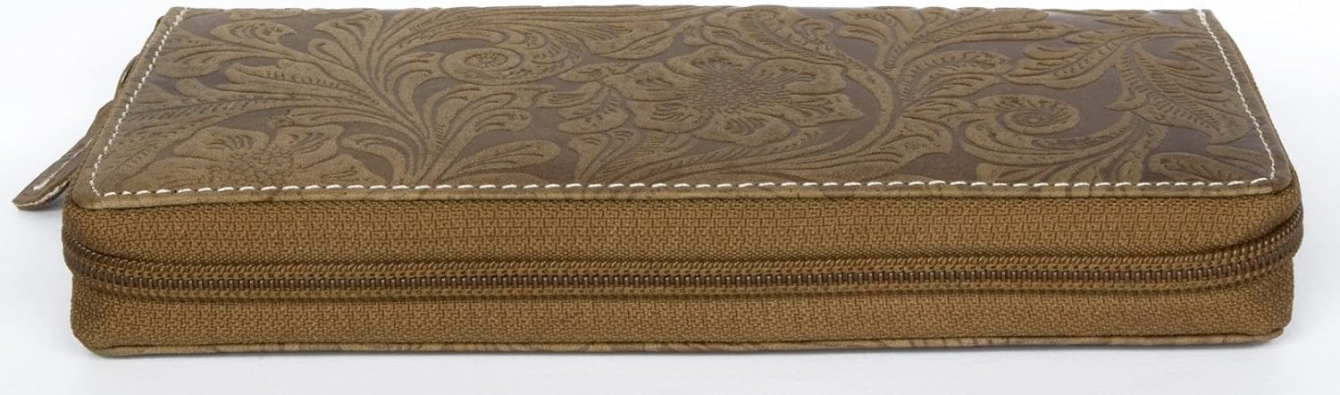 Women's Natural Tan Genuine Leather Wallet with Ornamental Stamping - Image 3