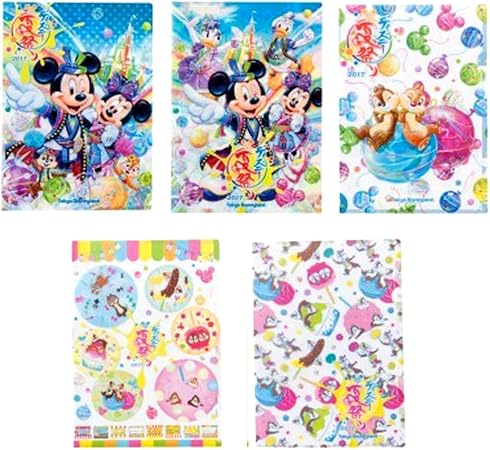 Amazon 7 10 順次発送 ディズニー 夏祭り 17 ランド 祭り風 クリアホルダー 5枚 セット ミッキー 他 クリアファイル 文房具 ランド限定 おもちゃ おもちゃ