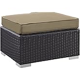 LexMod Convene Outdoor Patio Ottoman, Espresso Mocha