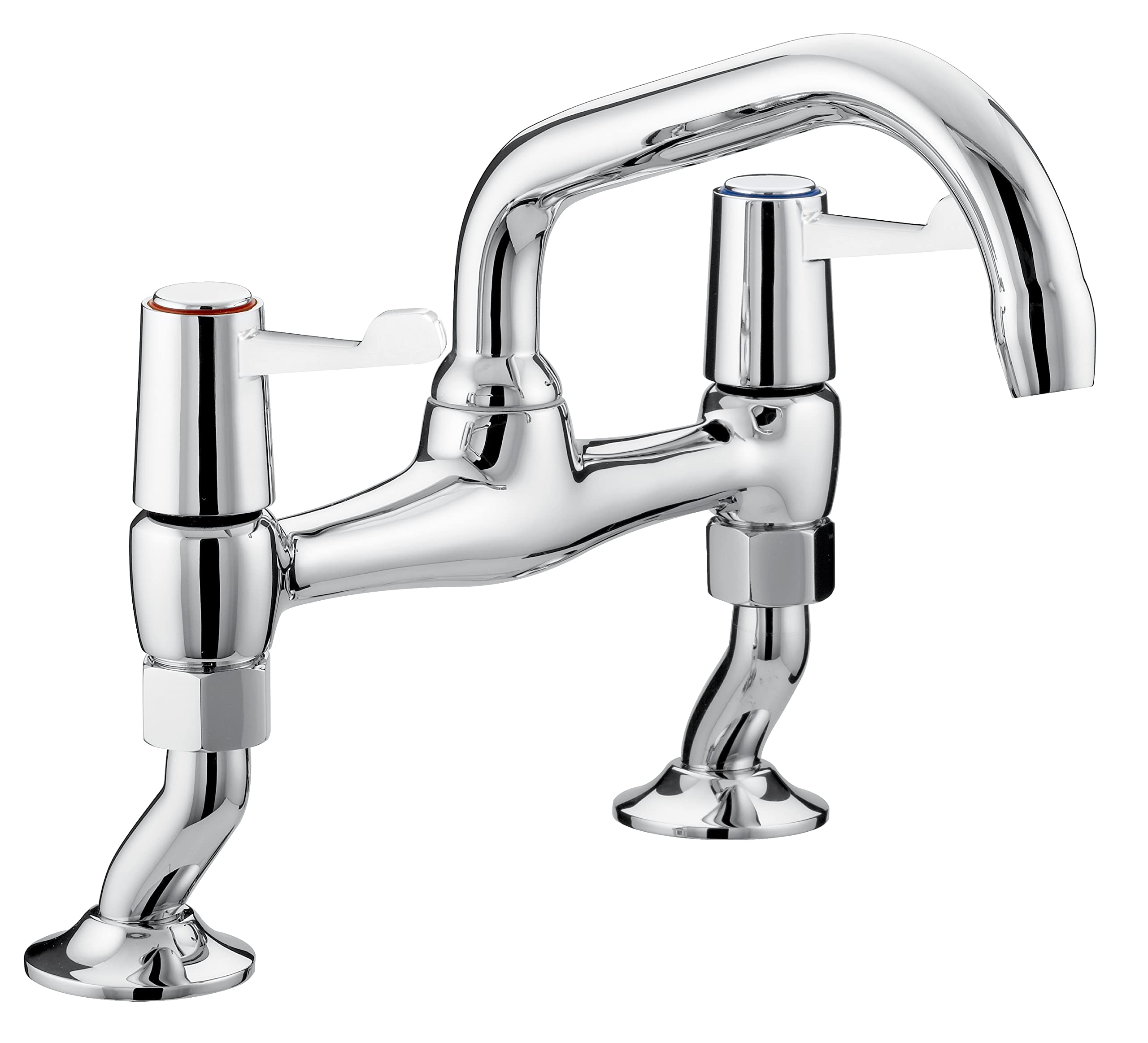 Bristan Lever Pillar Bridge Sink Mixer Chrome with Ceramic Disc Valves, Chrome Plated