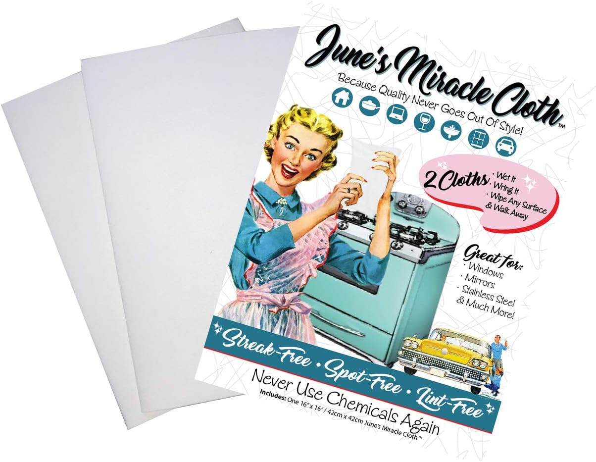 June's Miracle Cloth-2 Pack, Microfiber Cloth, Ideal Car Cleaning Products, Kitchen Cleaning Wipes, Bathroom Cleaning Cloth, Glasses Cloth, Stainless Steel Wipes…