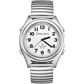 Hearkent Atomic Talking Watch for Elderly,Blind,Loud Clear English Voice | Analog Wristwatch,Speaking Time,Date&amp;Alarm Time,Gift for Visually Impaired,Big Numbers,Easy Setup,No Charging (Men's)