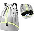 Hoedia Sports Drawstring Backpack - String Swim Gym Bag with Shoes Compartment and Wet Proof Pocket for Women and Men