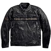 Men’s Black Leather Biker Jacket – Cafe Racer Motorcycle Jacket with Triple Vents, Classic Passing Link Style