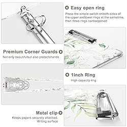 Rouidr 3 Ring Binder with clipboard, 1 inch Binder