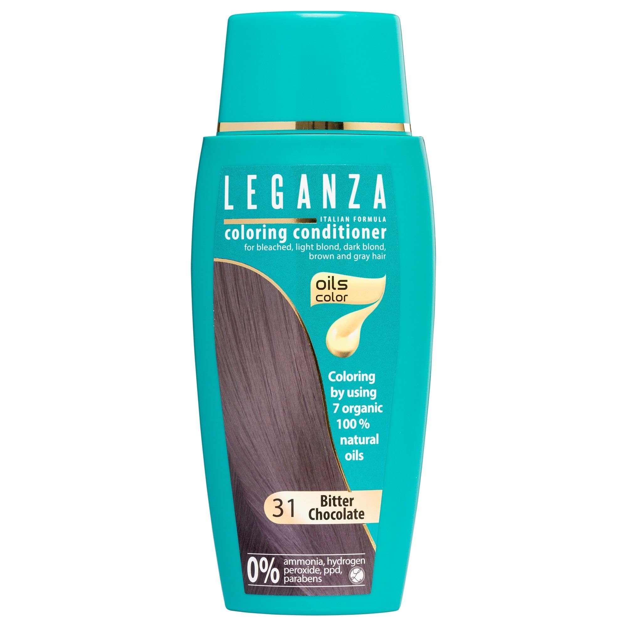 Leganza Hair Coloring Conditioner Natural Balm Color Bitter Chocolate Nº 31 | Enriched with 7 Natural Oils | Ammonia, PPD and Paraben Free | 150 ml