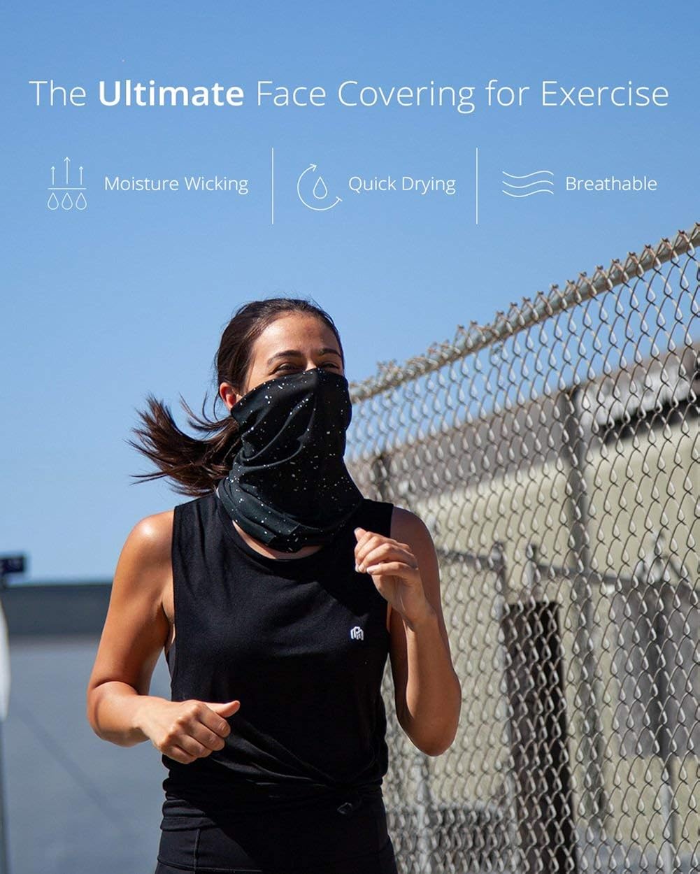 Into the AM Black Neck Gaiter Face Scarf Mask Bandana Gator (Black): Clothing