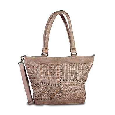 Desiderius Ailine Calla Leder Tasche Damen Shopper Frauen Schultertasche geflochten beige