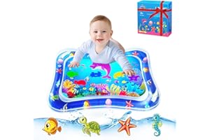 ZMLM Baby Tummy Time Water Mat for Babies: Baby Toys Gifts for Newborn Infant 3 6 9 12 Month Boy Girl Inflatable Activity Playmat Sensory Mat Toddler Belly Time Pat Indoor (Blue)