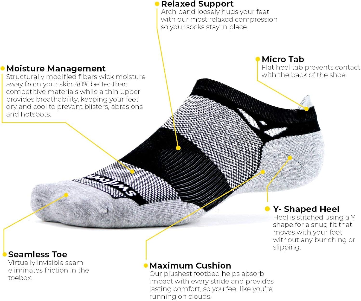 Swiftwick – MAXUS ZERO Golf & Running Socks, Maximum Cushion, Mens & Womens: Clothing