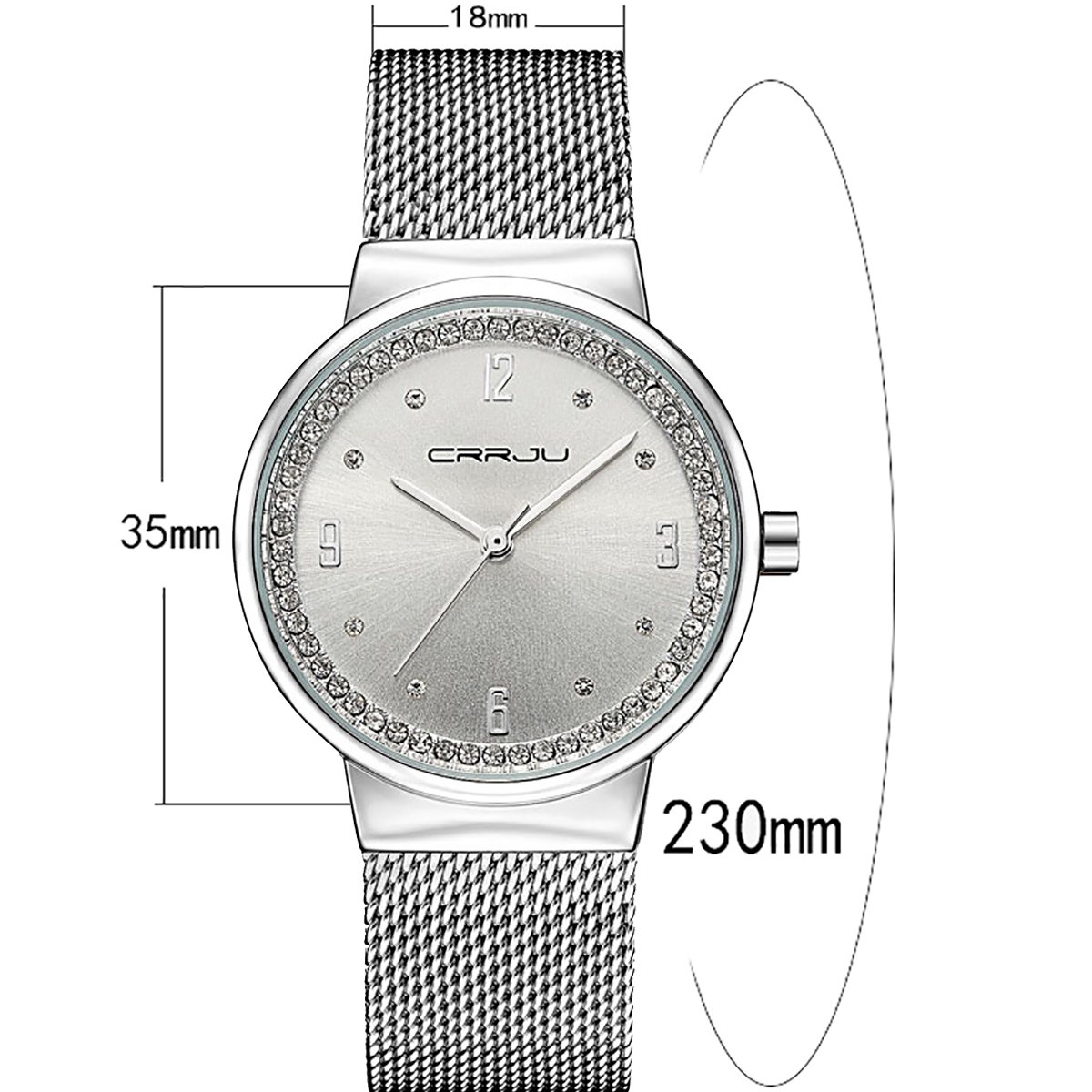 Modiwen, orologio da polso, da donna, con movimento al quarzo. Orologio con diamanti, acciaio lavorato a maglia. Orologio impermeabile, veste come un braccialetto. Orologi da donna per il tempo libero Sliver