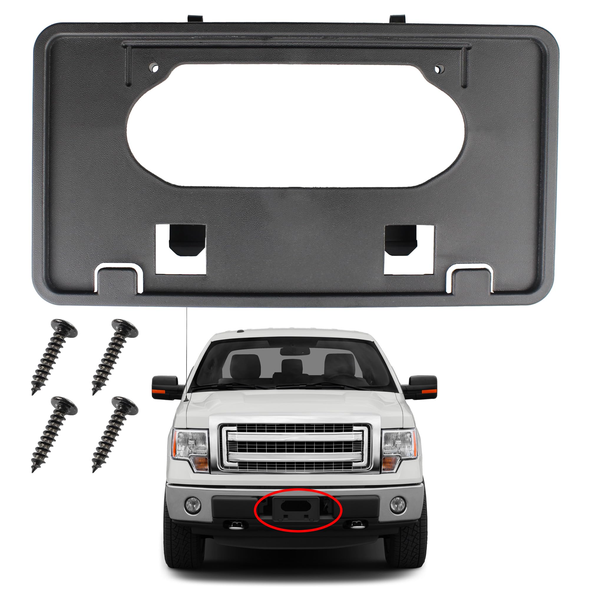 Photo 1 of YzusGomumu Front Bumper License Plate Bracket Holder Frame Compatible with 2009-2014 Ford F-150 Pickup Trucks Replaces 9L3Z-17A385-A 9L3Z17A385A FO1068134