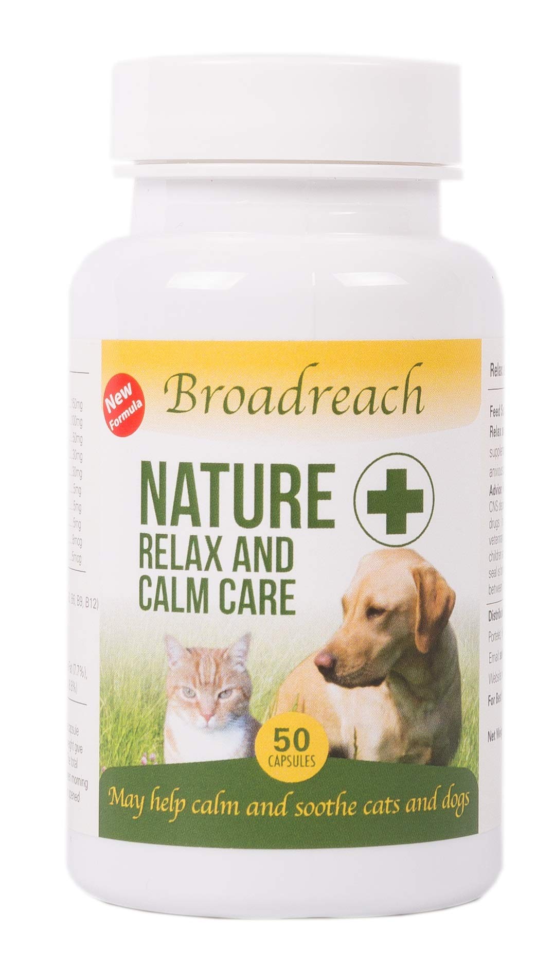 Relax & Calm Supplement for Stress & Anxiety in Dogs & Cats - Vet Formulated Natural Ingredients (50 Capsules)