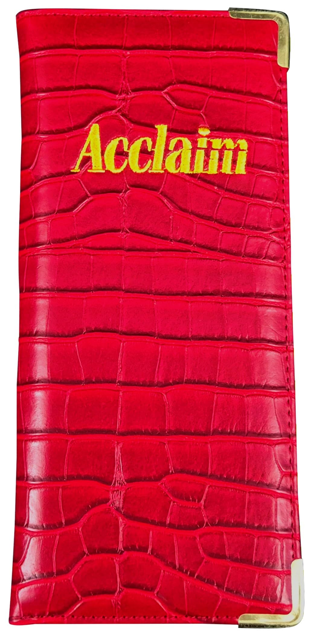 Acclaim Rigid Lawn Bowls Bowling Scorecard Holder Lightly Padded Synthetic Texture Effect 23 cm x 10 cm with Spring Clip & Pen Loop (Red)