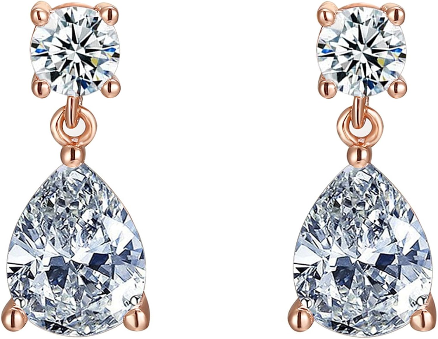 PAVOI 14K Rose Gold Plated Tear Drop Cubic Zirconia Wedding