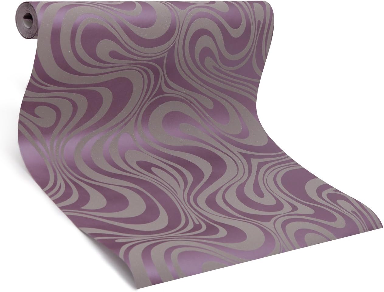 HANMERO Modern Minimalist Abstract Curves Glitter Non-woven 3D Wallpaper For Bedroom Living Room TV Backdrop Purple - Image 5