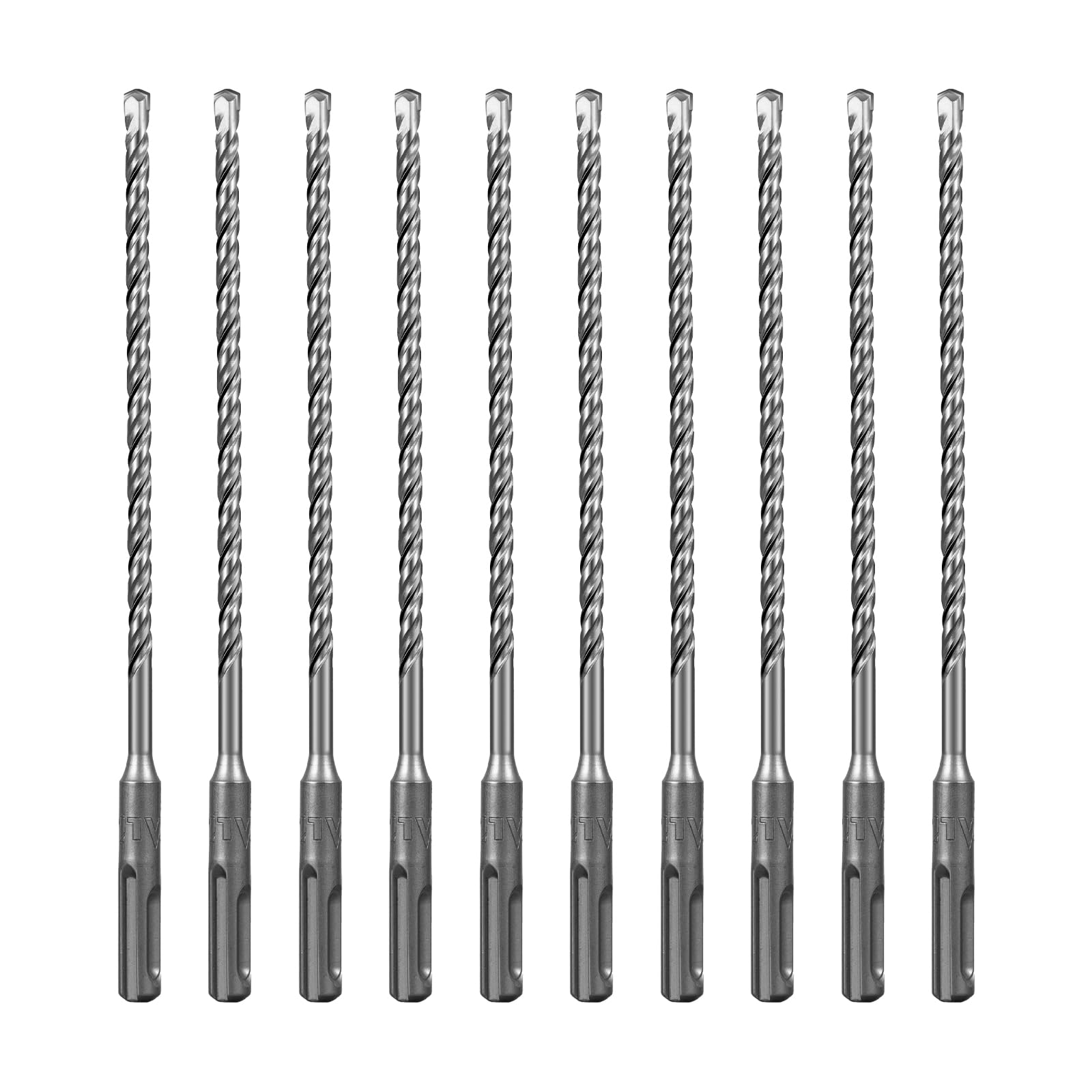 SALI 10PCS SDS Plus Rotary Hammer Drill Bit Kit - Double Thread Tungsten Carbide Tip for Concrete, Brick, Cement Walls, Stone - 6mm x 210mm Hammer Drill Bits