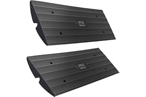 Pyle Car Vehicle Curbside Driveway Ramp - 4ft Heavy Duty Rubber Threshold Bridge Tracks Curb Ramps, 2 Pieces for Car, Truck, 
