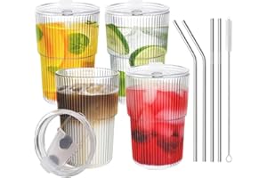 VAIIGO 16 OZ Iced Coffee Cup, Reusable Plastic Coffee Cups with Lids and Straws, Unbreakable Plastic Drinking Glasses Iced Co