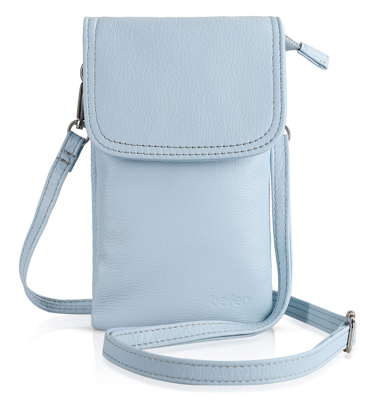 befen Genuine Leather Phone Bag, Real Leather Phone Purse, Small Phone Cross Body Bag for Women with Long Strap and Key Ring - Fit 8 Plus or Phone Less 6.5 Inch — image 1