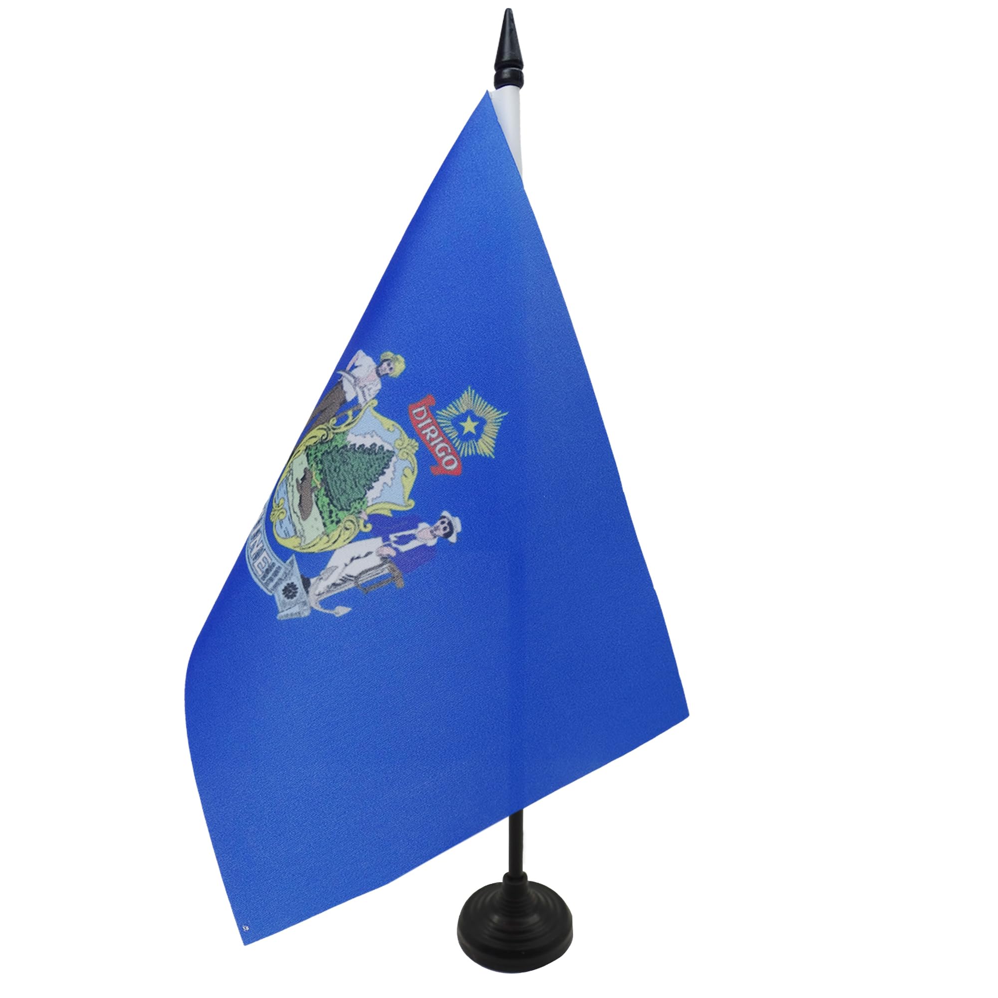 AZ FLAG Maine Table Flag 5'' x 8'' - US state of Maine Office Decoration 100% Polyester 21 x 14 cm - Mini Desk Flag with Pole and Black Plastic Base — image 1