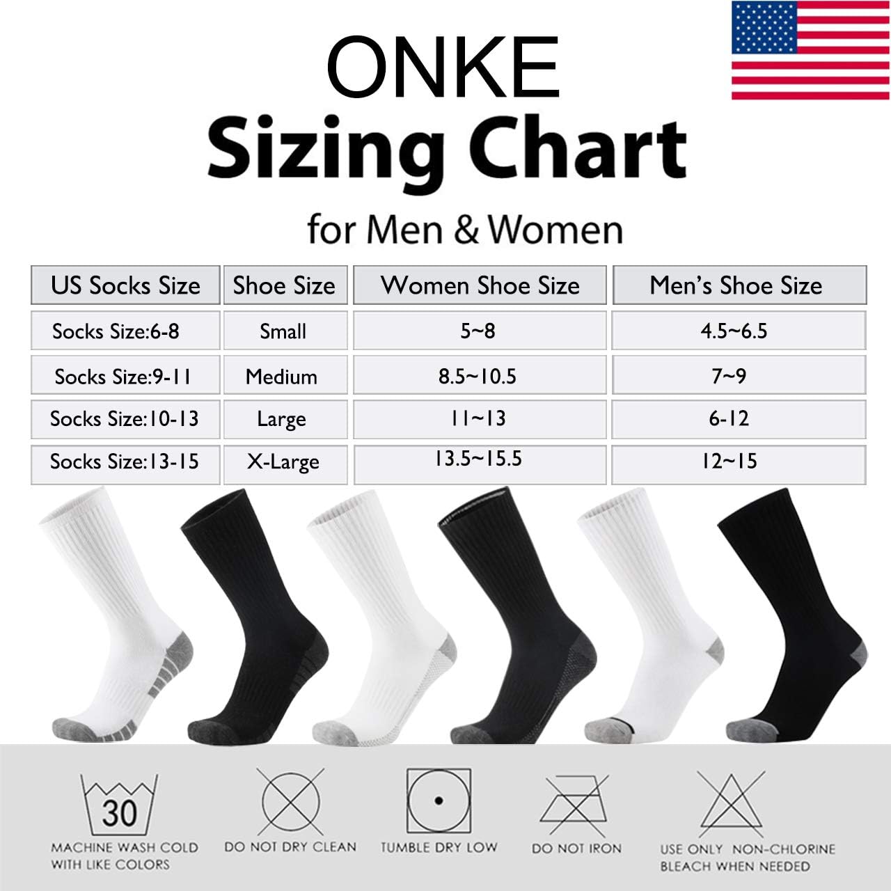 ONKE Cotton Moisture Wicking Work Training Cushion Crew Socks Men Pack: Clothing