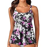 Flowy Tankini Top Only - Women's Modest Bathing Suit Top Loose Fit Swimsuit No Bottom 2025