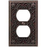 Amerelle 65DDB Filigree Wallplate, 1 Duplex Outlet, Cast Metal, Aged Bronze, 1-Pack