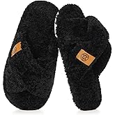 Dokela Fuzzy Open Toe Slippers for Kids Girls Boys Memory Foam Cozy Cross Band House Shoes Non-Slip Soft Lightweight Slip On Home Bedroom Slippers Indoor Outdoor