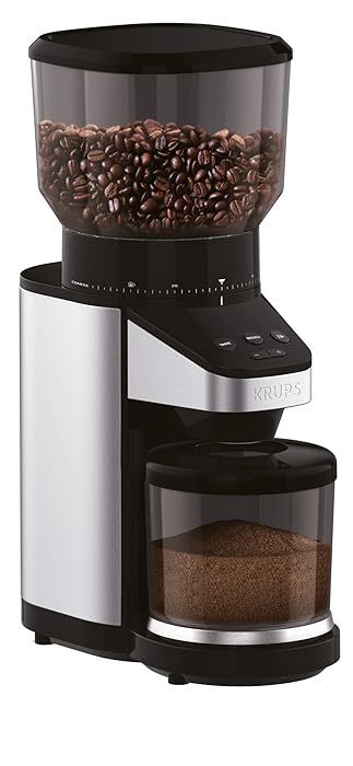 KRUPS GX420851, Coffee Grinder with Scale, 39 grind settings, large 14 oz capacity, intuitive interface, Black