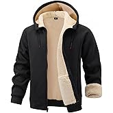 Gihuo Mens Sherpa Hoodies Zip Up Fleece Lined Sweatshirt Hooded Winter Warm Jacket