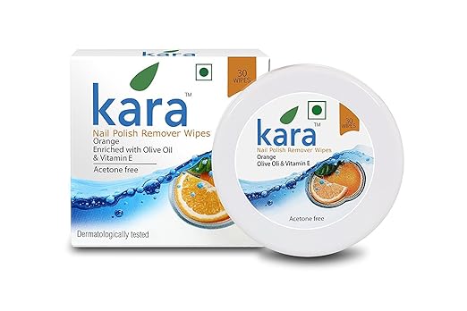 Kara Wipes Nail Polish Remover With Vitamin Removes Nail Polish, Orange (30 Pulls) x (Pack Of 2)