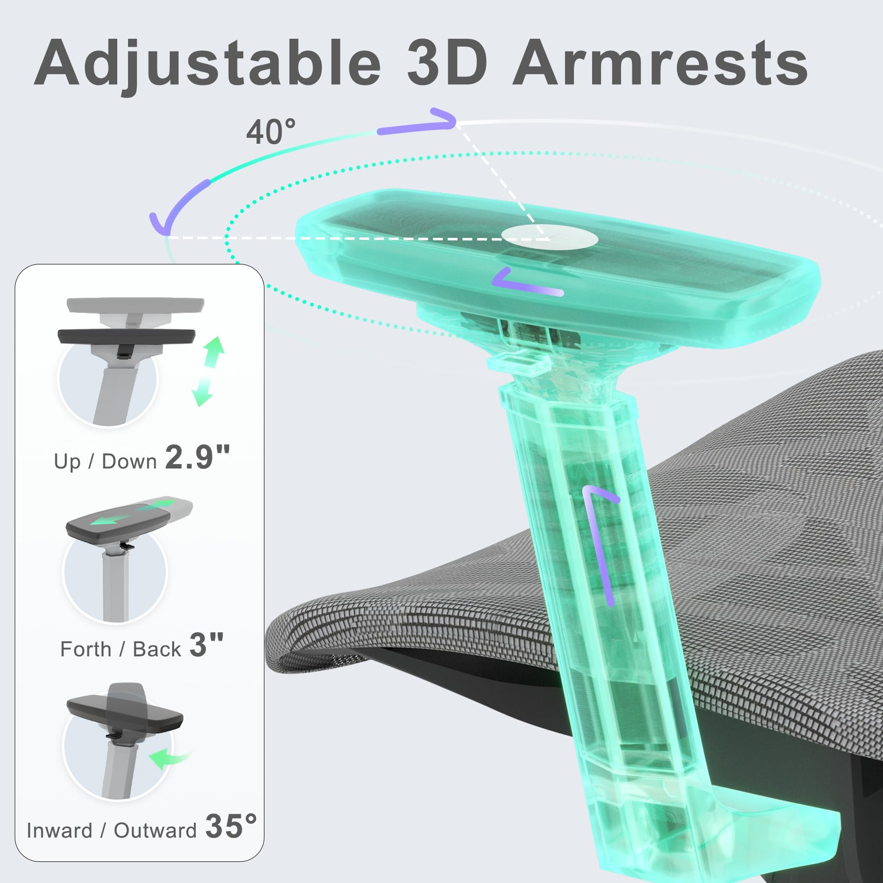 Ergonomic High Back Mesh Office Chair with 3D Armrests