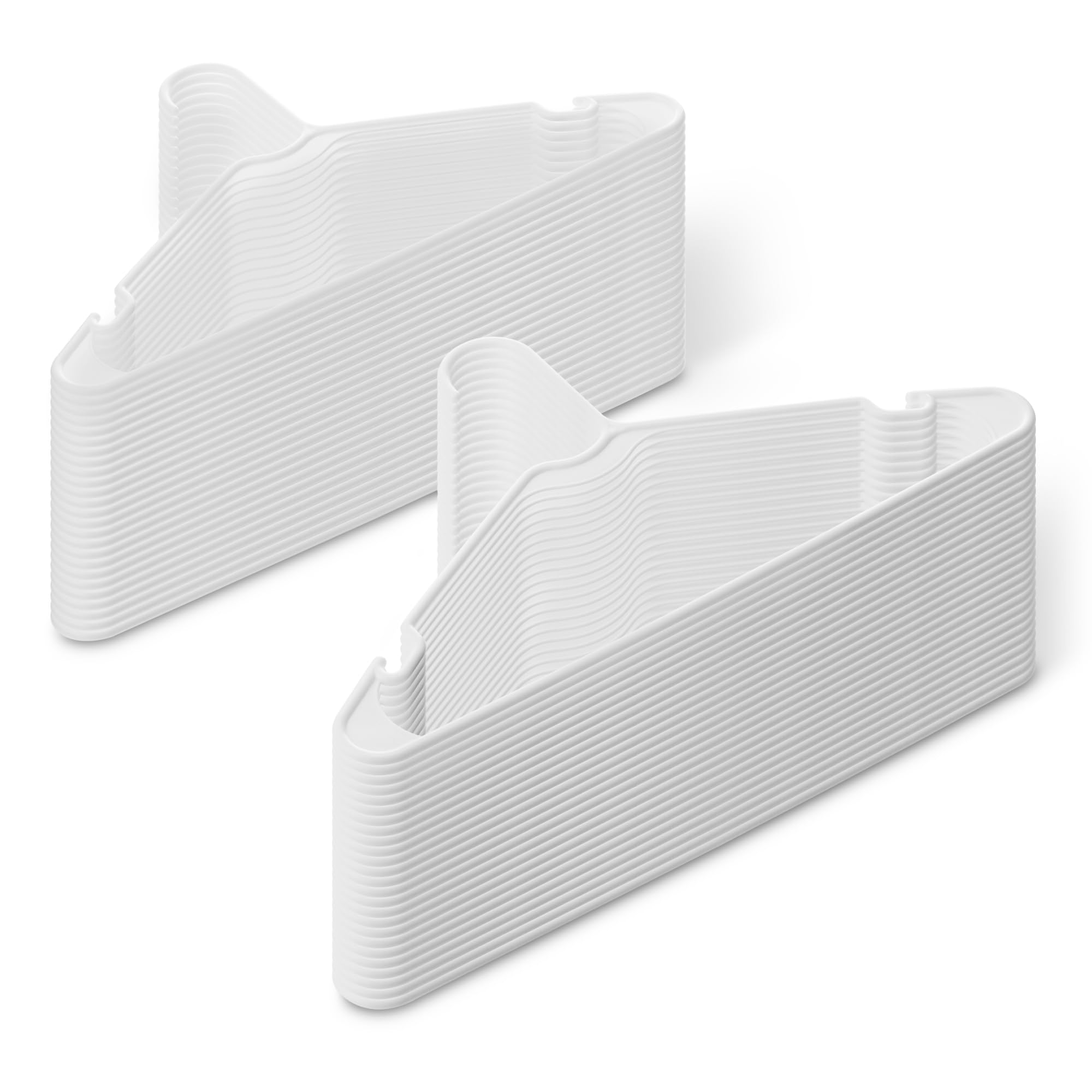 Photo 1 of Amazon Basics Plastic Clothes Hangers, Adult Size, White, Pack of 50
