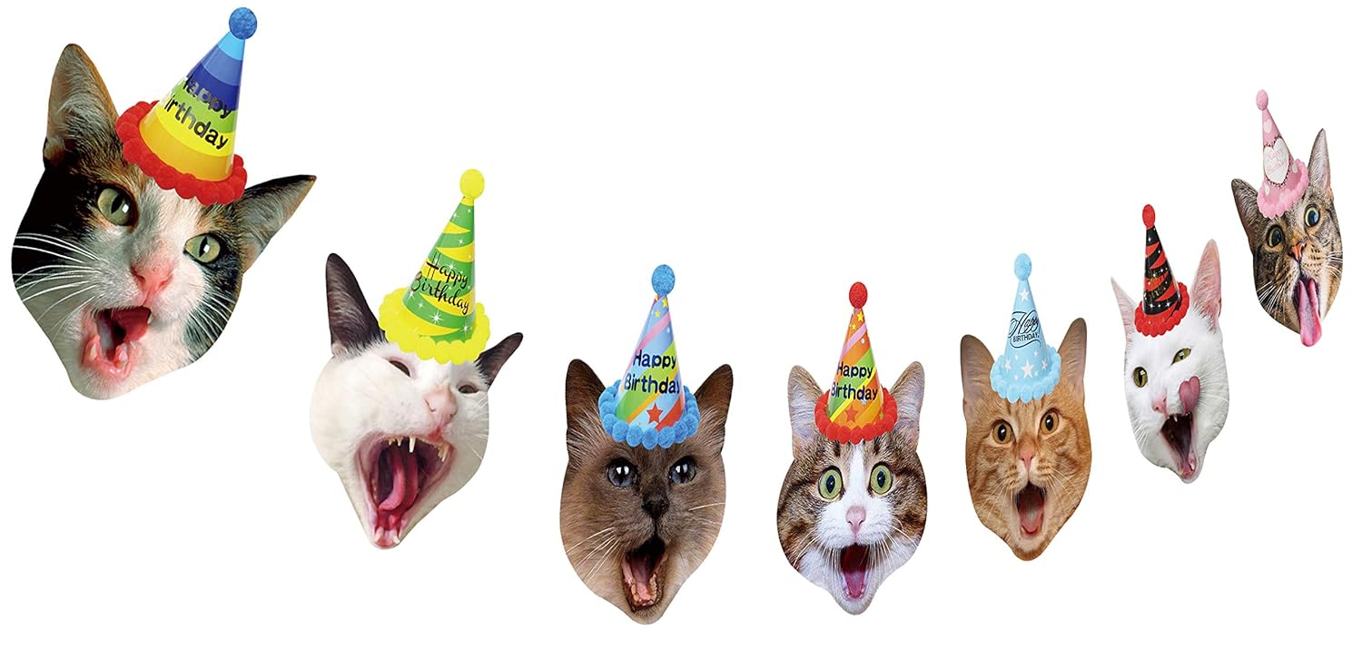 Cat Birthday Garland, Cat Party Supplies Decorations, Kitty