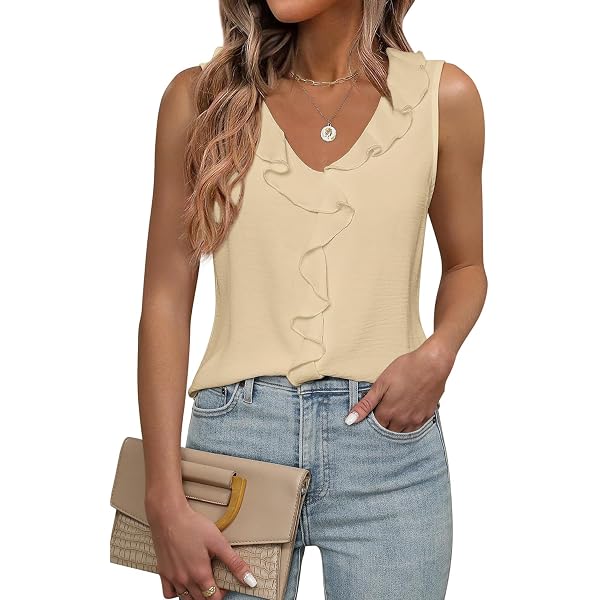 Women's Loose Fit V-Neck Tank Tops - Flowy Sleeveless Blouse For Summer, Sizes S-3XL