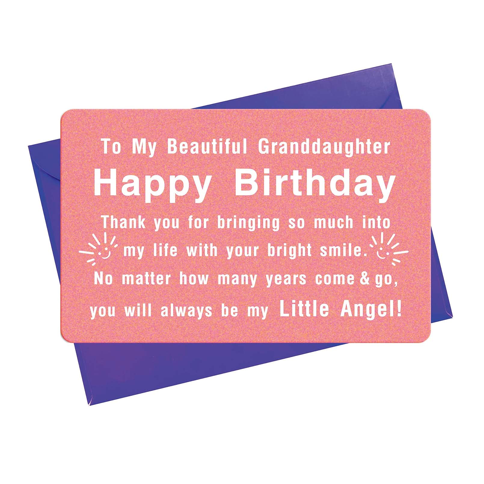 Granddaughter Birthday Card, Granddaughter Bday Gifts - Engraved Wallet Card Insert