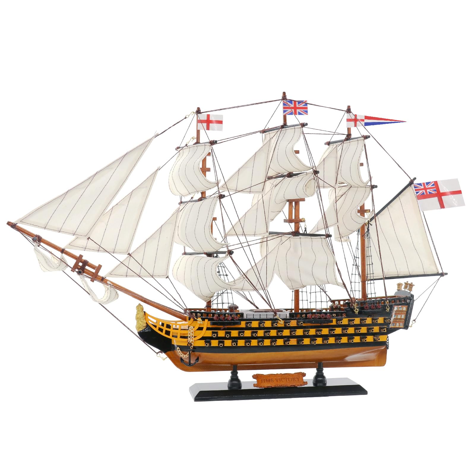 Photo 1 of NAUTIMALL HMS Victory Model Ship, 24 inch Handcrafted Wooden Replica with Canvas Sails, Naval Warship Display Model (V60)