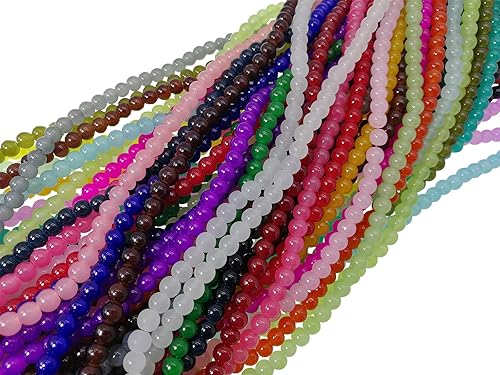 Pamir Tong 1500PCS 6mm Glass Round Beads Bulk， Imitative Jade