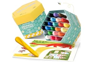 MIROLA KIDS 24 Colors Triangle Jumbo Beeswax Crayons for Toddlers, Unbreakable Crayons for Baby Toddlers 1-3, Non Toxic Washable Crayons for Kids Ages 4-8,Triangle Shape for Pencil Grip Development