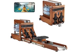 Danrelax Water Rowing Machine for Home, Touchscreen Smart Display, Dual Resistance Drawer Rower, No Installation Required, Foldable, Aluminum Rail, Breathing Light, 350LBS Capacity