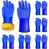 Chicingyou 6 Pairs Waterproof Winter Gloves for Men Freezer Work Warm Fleece Lined Thermal Work Gloves Chemical and Oil Resistant Liquid Nitrogen Protective, Non-slip, Blue for Cold Weather
