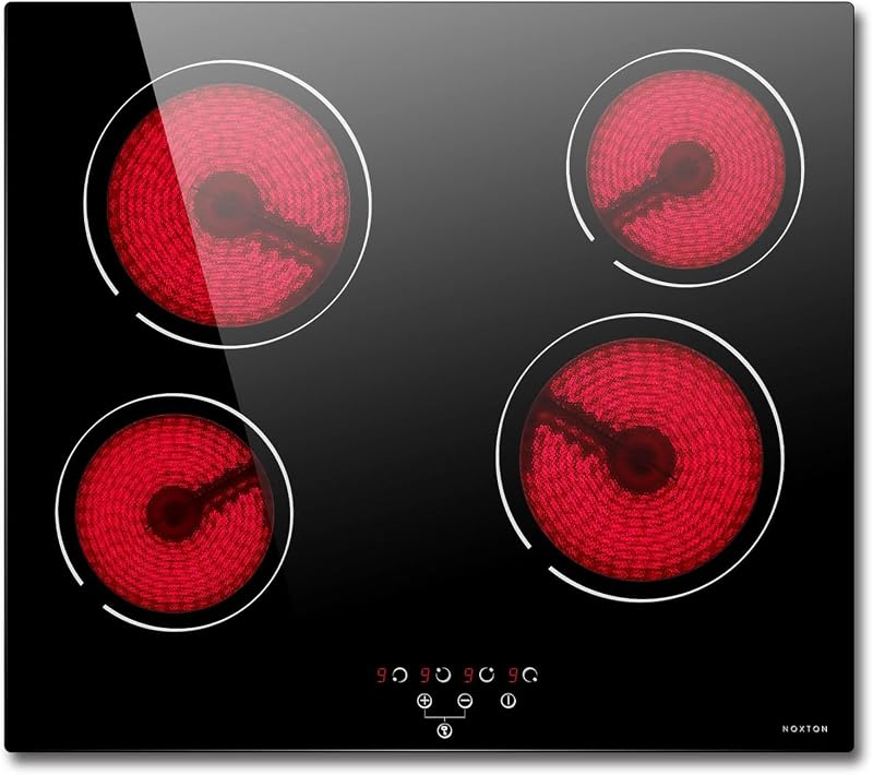 NOXTON Ceramic Hob 4 Zone Built-in 60cm Touch Control Black Glass